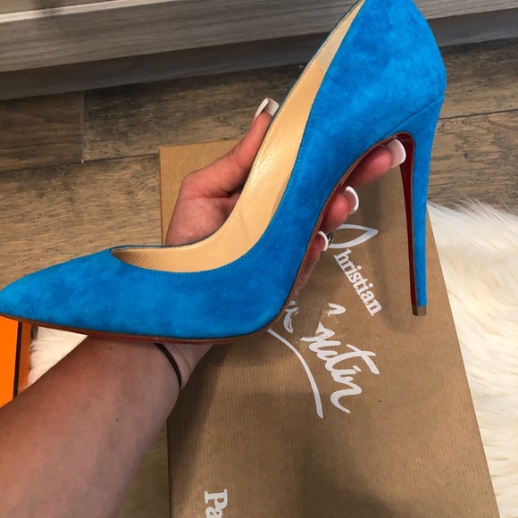 Christian Louboutin Blue Suede Heels - Picture 3 of 6